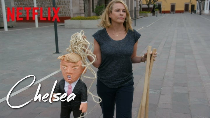 <strong>Chelsea and her Trump piñata</strong>