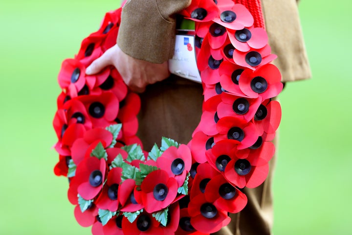 A wreath laid in remembrance of members of the Armed Forces who have died in the line of duty