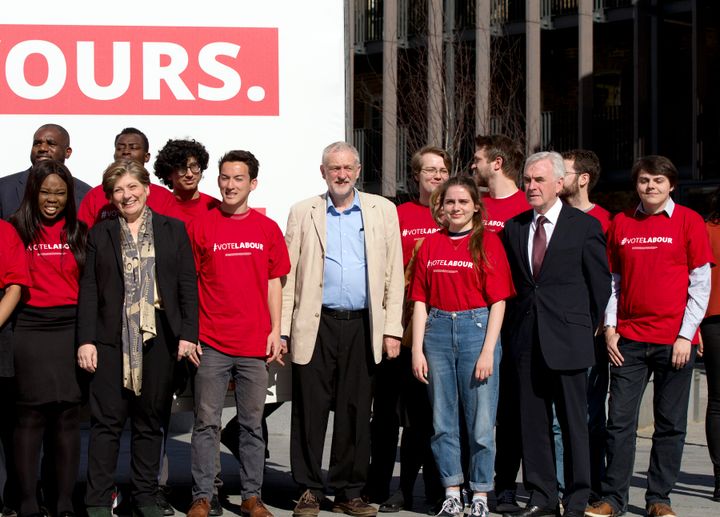 <strong>Emily Thornberry, pictured second from left, has compared Jeremy Corbyn to Donald Trump</strong>