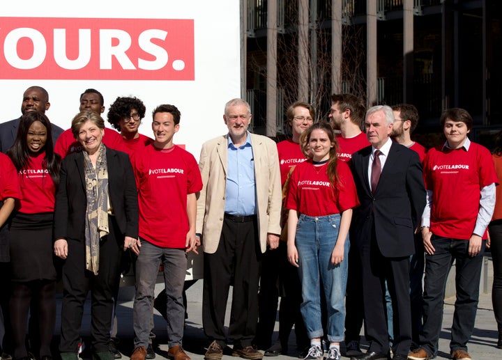 Emily Thornberry, pictured second from left, has compared Jeremy Corbyn to Donald Trump