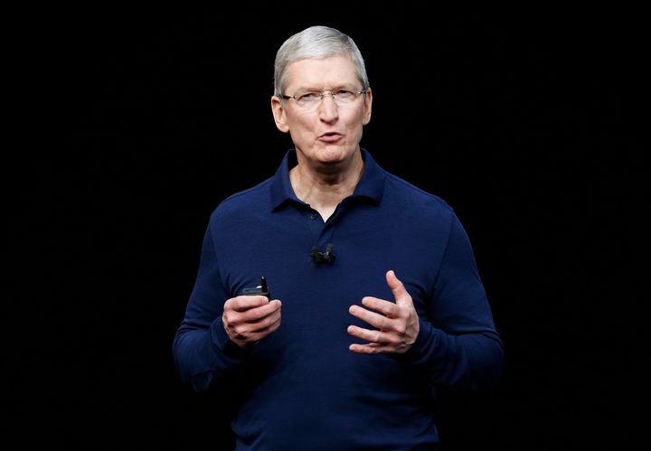 Apple CEO Tim Cook sent a reassuring memo to U.S. staff Wednesday, Nov. 9, 2016, following Donald Trump's election win, saying the company would "keep moving forward."