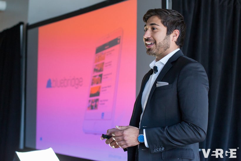 Santiago Jaramillo pitches his company Bluebridge and Emplify