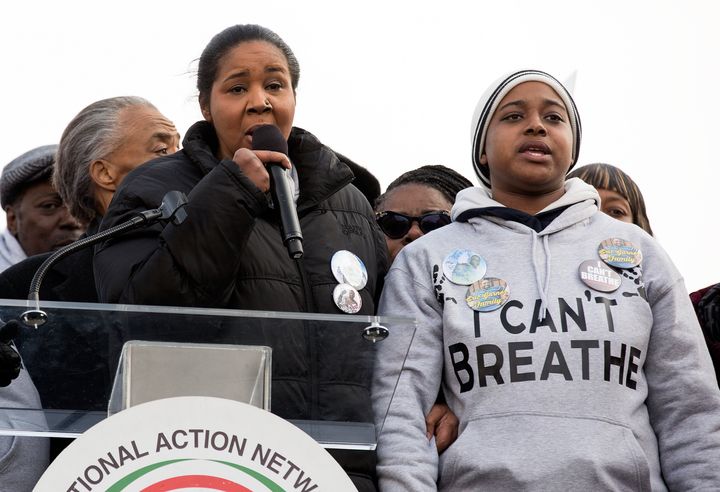 Esaw Garner, the widow of Eric Garner, speaks at a march in Washington on Dec. 13, 2014. Eric Garner had asthma and heart disease, making his death a violation of the ADA, David Perry argues.