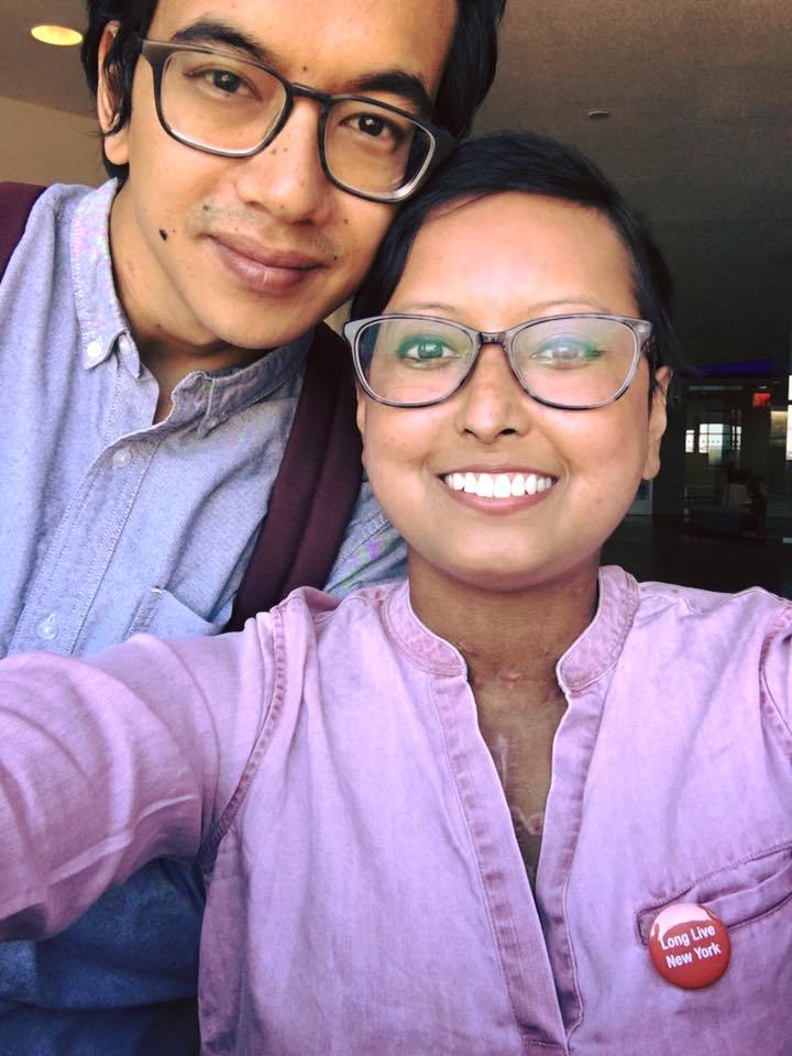 Prasha Tuladhar, a current volunteer at organ procurement agency LiveOnNY, pictured with her husband.