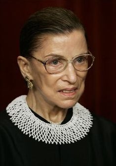 Ruth Bader Ginsburg wearing her “dissent” collar