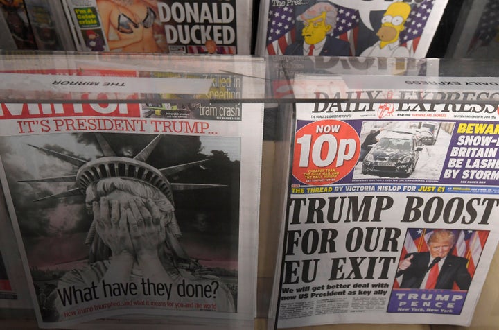 British newspapers had varied editorial reactions to Donald Trump's victory in the U.S. presidential election.