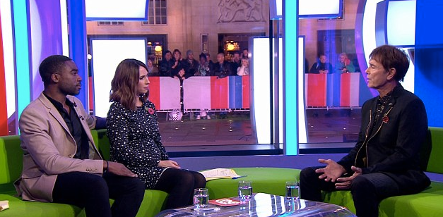 <strong>Alex Jones, presenting with Ore Oduba, was moved to say things were "a little awkward"</strong>