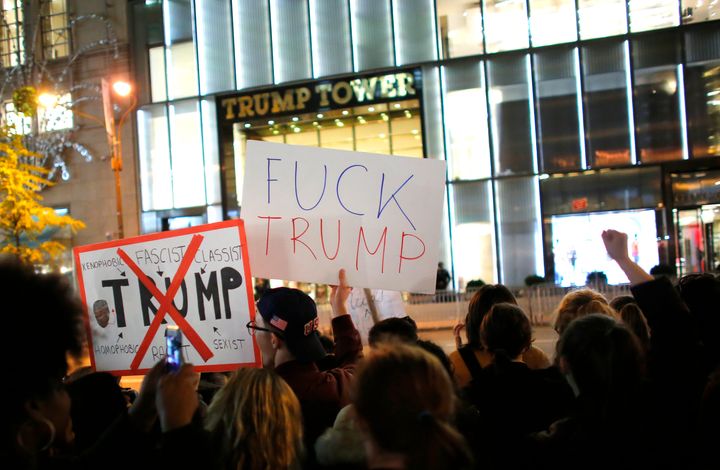 Protest in front of Trump Tower in New York.