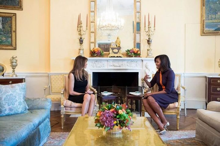 First Lady Michelle Obama meets with Future First Lady Melania Trump in the Yellow Oval Room
