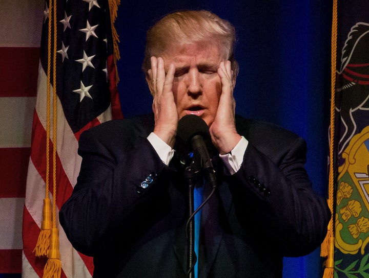 Donald Trump, 2016 Republican presidential nominee, gestures while speaking during a campaign event in Scranton, Pennsylvania, U.S., on Monday, Nov. 7, 2016.