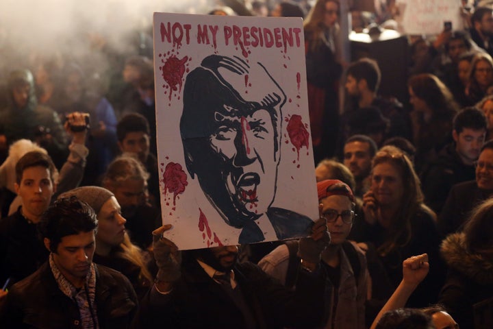 New York: Protestors gather outside Trump Tower