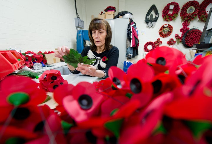 Millions of poppies are produced each year at the Poppy Factory in Richmond