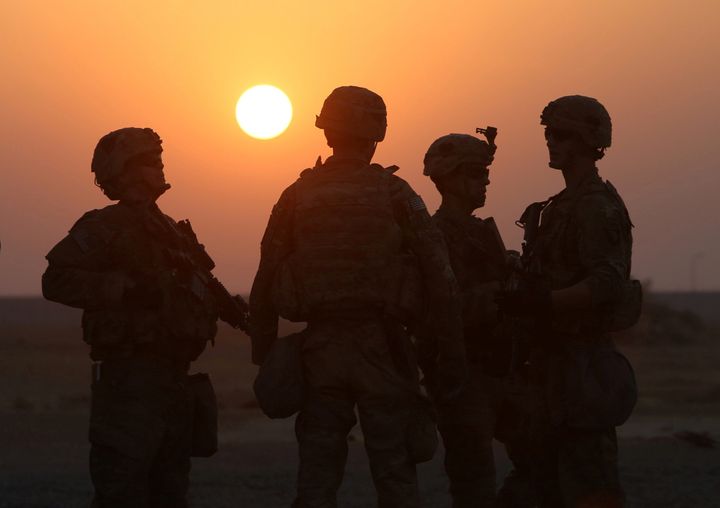 U.S. Army troops on duty at Qayyara, south of Mosul, Iraq.