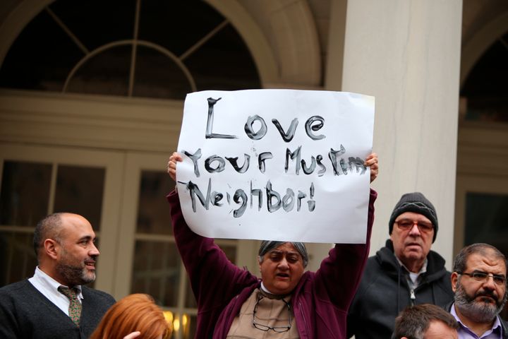 A interfaith rally outside City Hall in Manhattan.