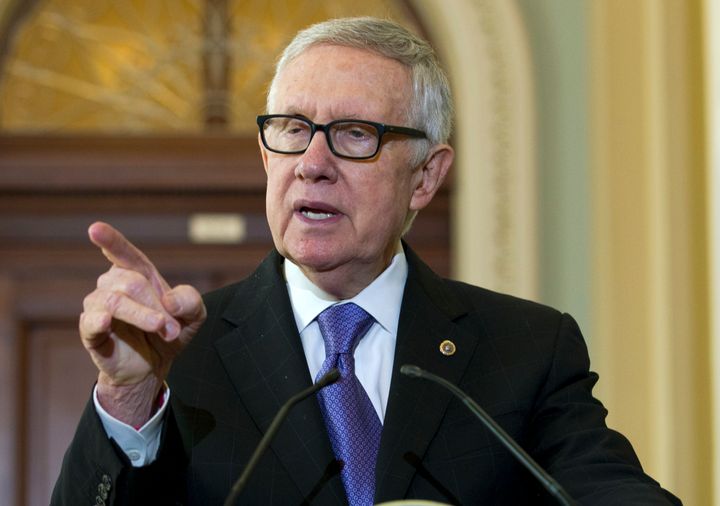 Senate Minority Leader Harry Reid of Nev. speaks during a news conference on Capitol Hill in Washington