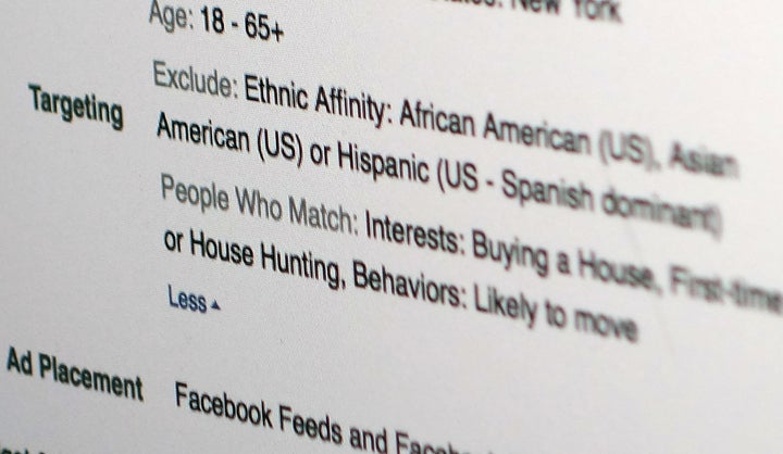 A screenshot of Facebook's "ethnic affinity" tool, which allowed marketers to target certain groups with their ads.