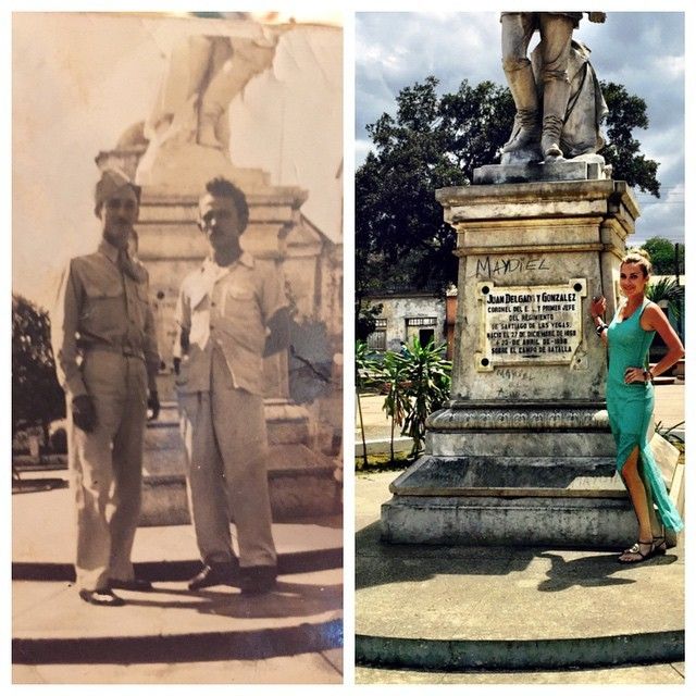 Me standing in front of the same statue as my grandfather did in Cuba after returning from WWII...we weighed the same amount.