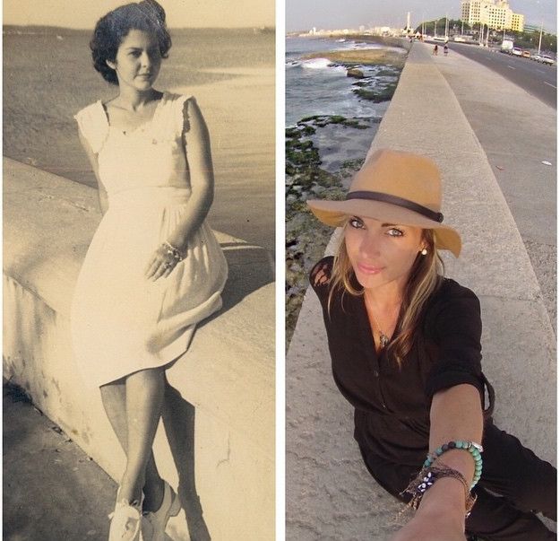 My grandmother and I around the same age in the same area of Havana along the Malecon.