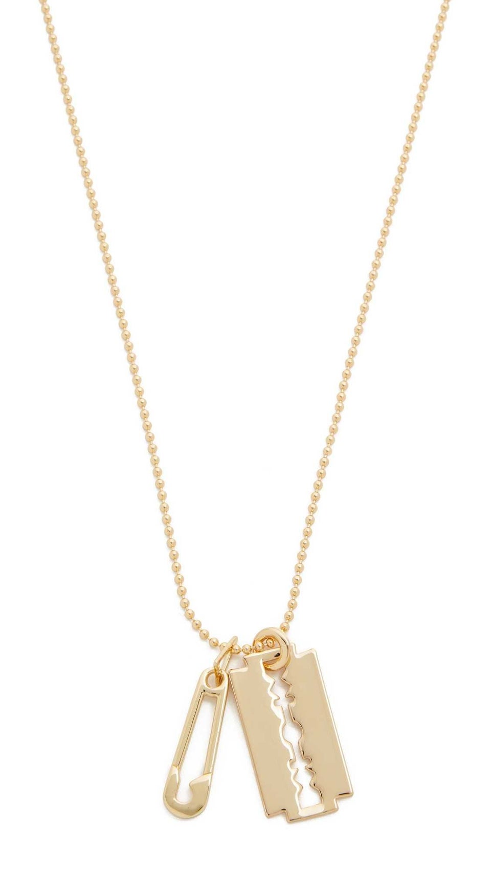 McQ by Alexander McQueen, Jewelry, Mcq Alexander Mcqueen Gold Tone Razor  Blade And Safety Pin Pendant Necklace