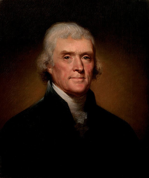 Official Portrait of Thomas Jefferson by Rembrandt Peale, 1800.