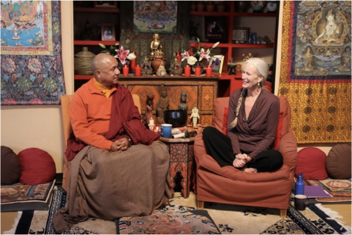 Lama Ngawang Tsultrim Zangpo and Cynthia Jurs, founder of the Earth Treasure Vase Global Healing Project, Santa Fe, New Mexico.