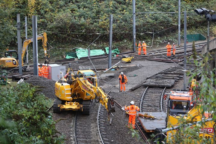 Repair work continues on the section of track where a tram crashed, killing seven people, in Croydon, south London.