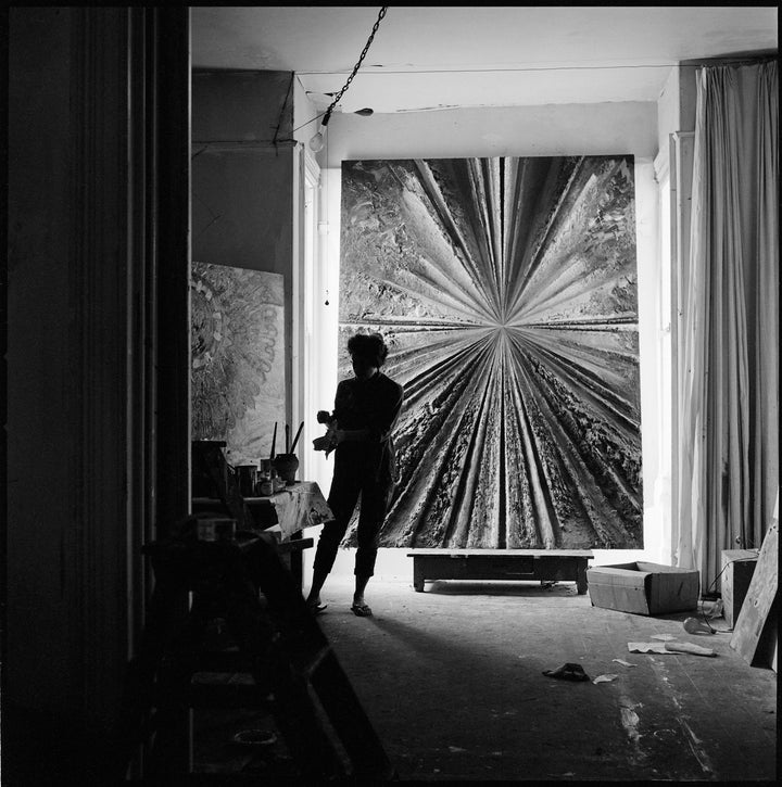 Jerry Burchard/Jay DeFeo working on <em>Deathrose</em>, c. 1958