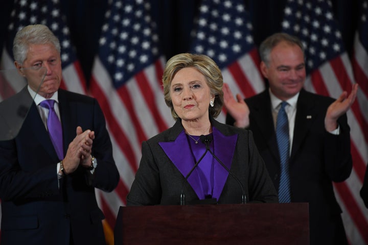 Hillary Clinton gives her concession speech on Wednesday, Nov. 9, 2016.