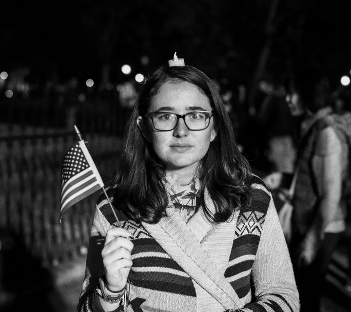 A despondent woman outside of the White House on election night.