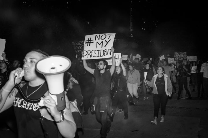 <em>Not My President protest in San Antonio, Texas.</em>