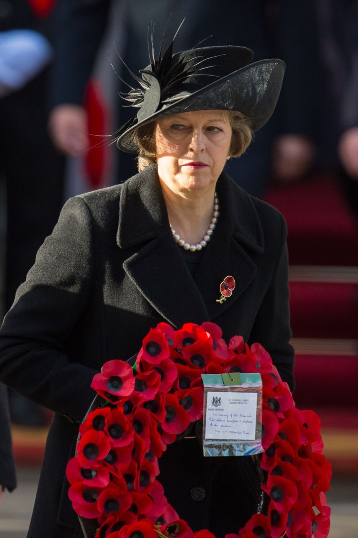 Prime Minister Theresa May during the annual Remembrance Sunday Service at the Cenotaph.