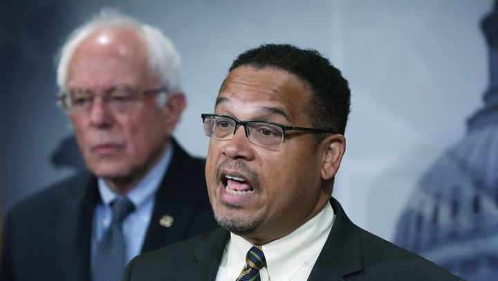 Rep. Keith Ellison, center, is gaining the support of Democratic Party leaders.