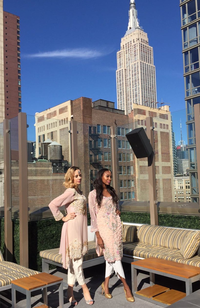 Posing with Fitore Miftari in front of the iconic Empire State Building