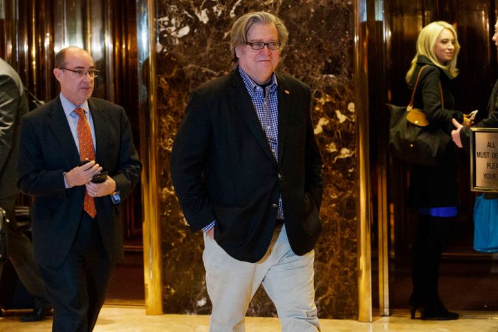 Bannon leaving Trump Tower in New York last Friday.