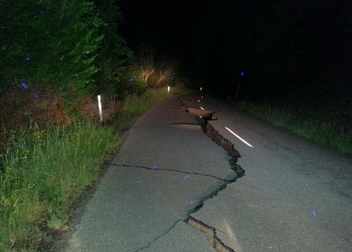 Many roads into the town of Kaikoura were severely damaged