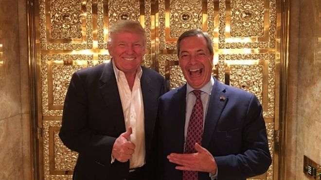 Farage posted the picture of him at a meeting with Donald Trump on Saturday