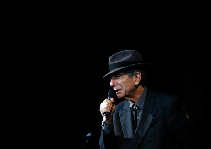 Leonard Cohen performs at the Glastonbury Festival in 2008. 