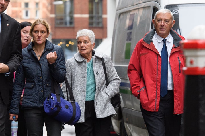 Jo Cox's family at The Old Bailey: Sister Kim Leadbeater (second from the left), mother Jean Leadbeater (second from the right) and Gordon Leadbeater (right)