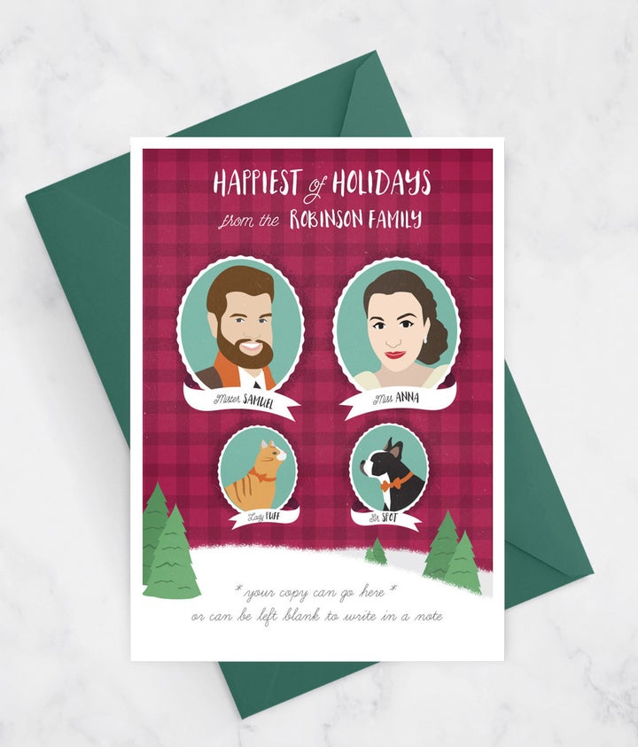 Funny Christmas Card with Family Portrait, $89+ on Etsy