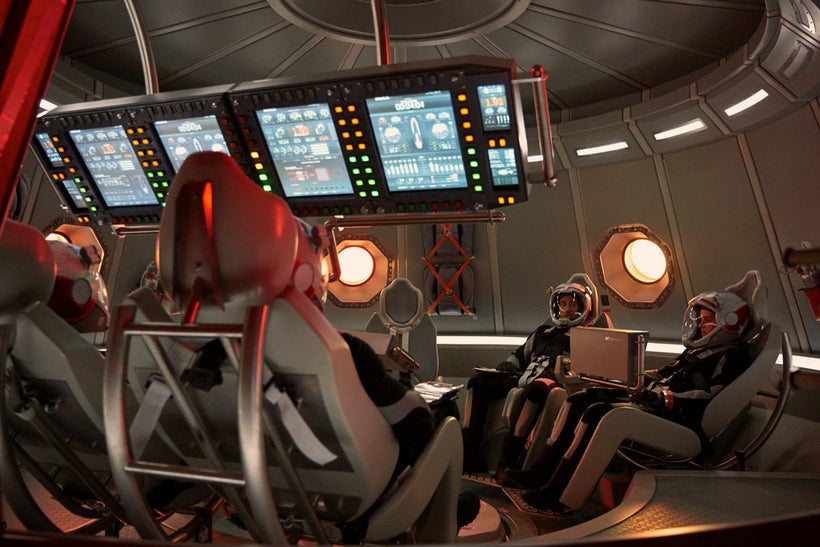 View of the flight deck of the Daedalus spacecraft used to take astronauts to Mars in National Geographic's MARS series.