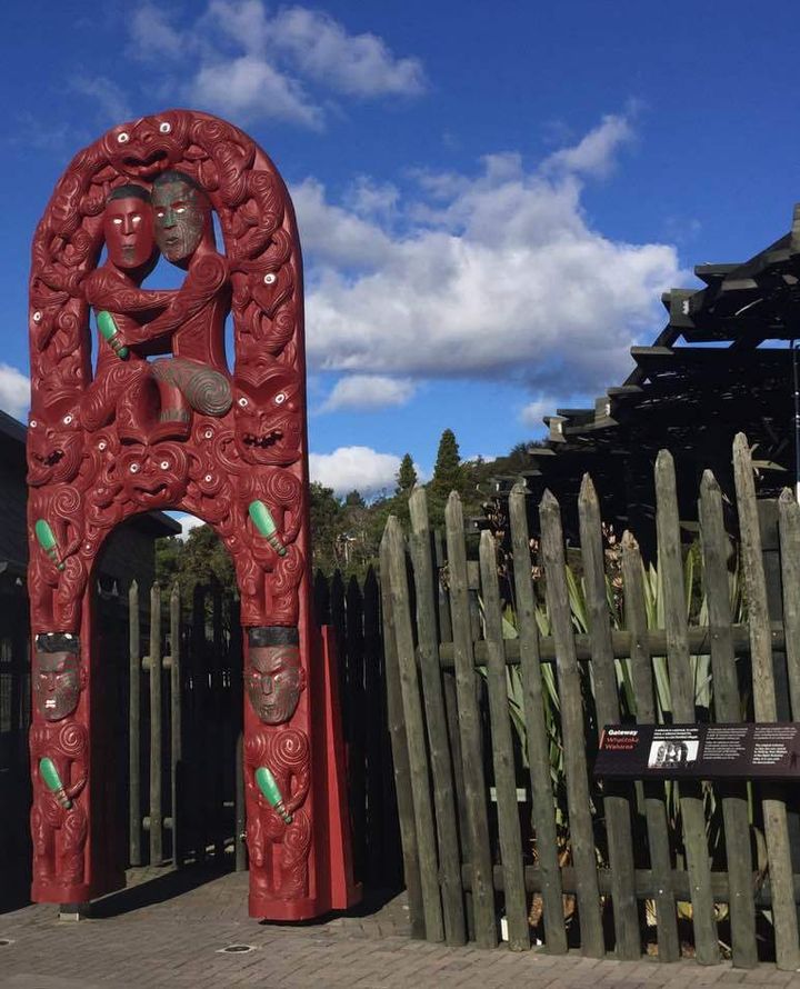 A Maori Gateway entrance art piece