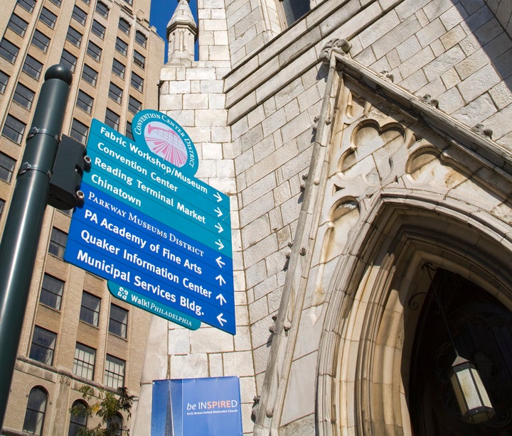 The exterior of Arch Street United Methodist Church, where Javier Flores took sanctuary on Nov. 13, 2016, to escape deportation.