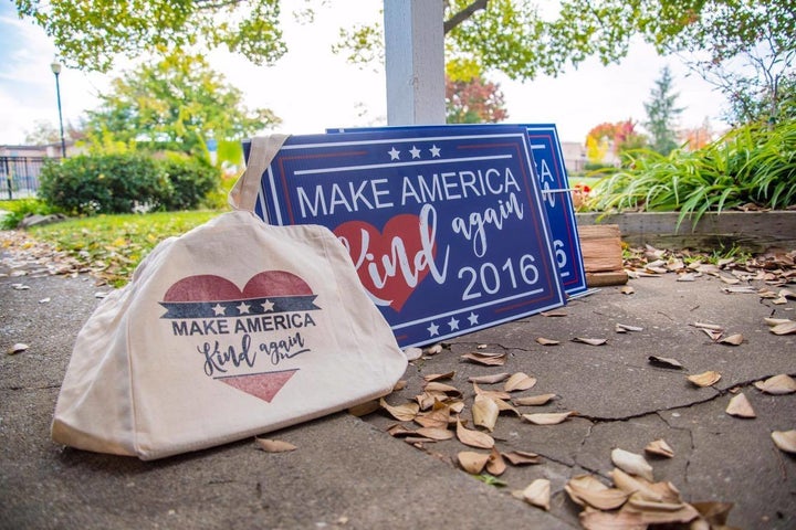 Blanc has now added her "Make America Kind Again" design to tote bags, tumblers and car decals.