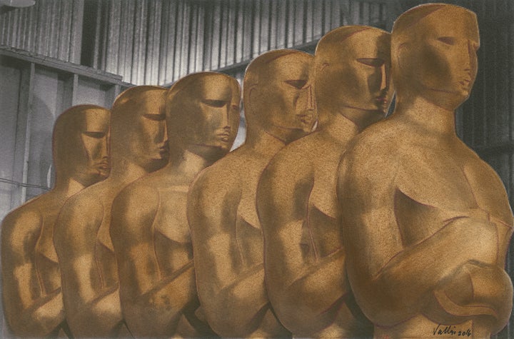 MEAM: Brown Oscars. Gouache, photographic print, water color paper.