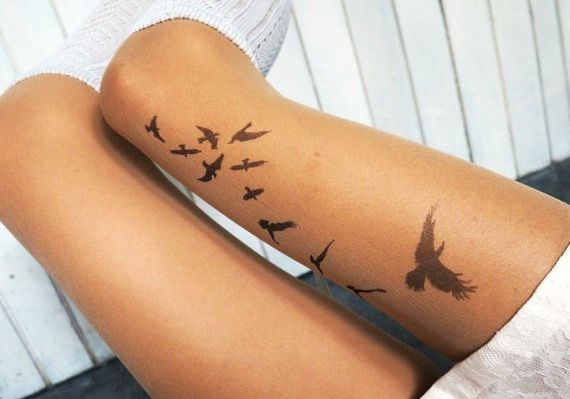 Birds tattoo tights, $27.55 at etsy.com/shop/TattooTightsTATUL