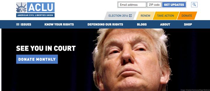 The ACLU put Donald Trump on notice with a statement on its website.