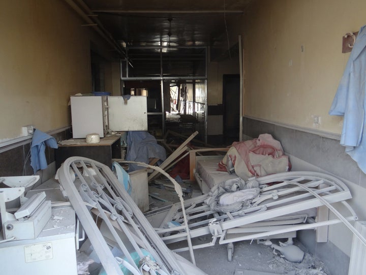 A field hospital was damaged in an airstrike in the Etarib district of Aleppo, Syria on November 14