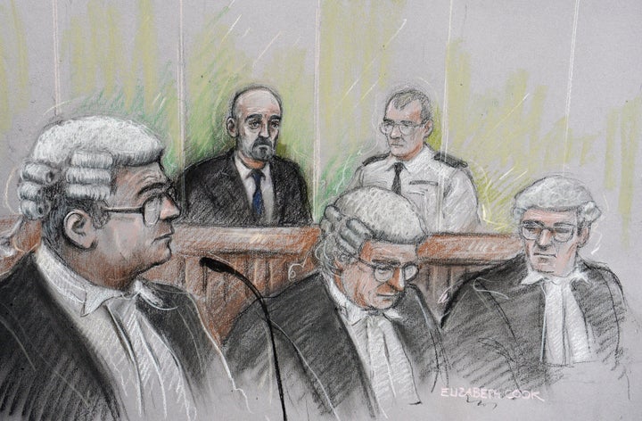 <strong>Thomas Mair, who is accused of the terror-related murder of Labour MP Jo Cox, sits in the dock at the Old Bailey, London.</strong>