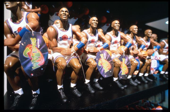 Michael Jordan dolls on display at a New York City Warner Bros. Studio store in October 1996.