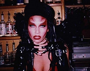 Alchemistress Ambrosia the inventor of the Bloodbath cocktail at MOTHER / Long Black Veil Thursdays. 1997-2000.